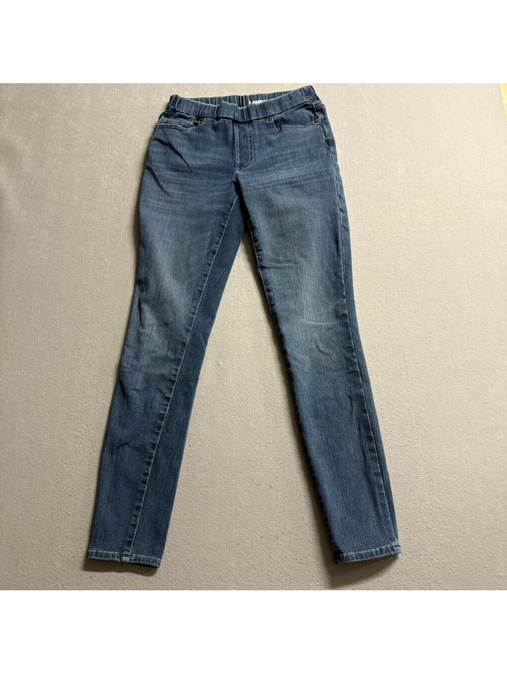 Lands End Pull On Skinny Jeans Womens 2 Blue Denim Stretch Elastic Waist